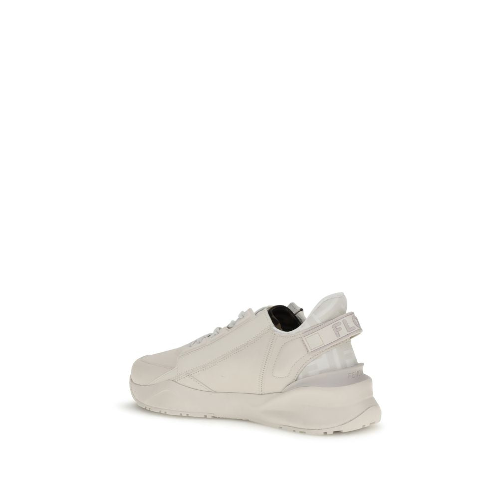 White Calf Leather Flow Running Sneakers