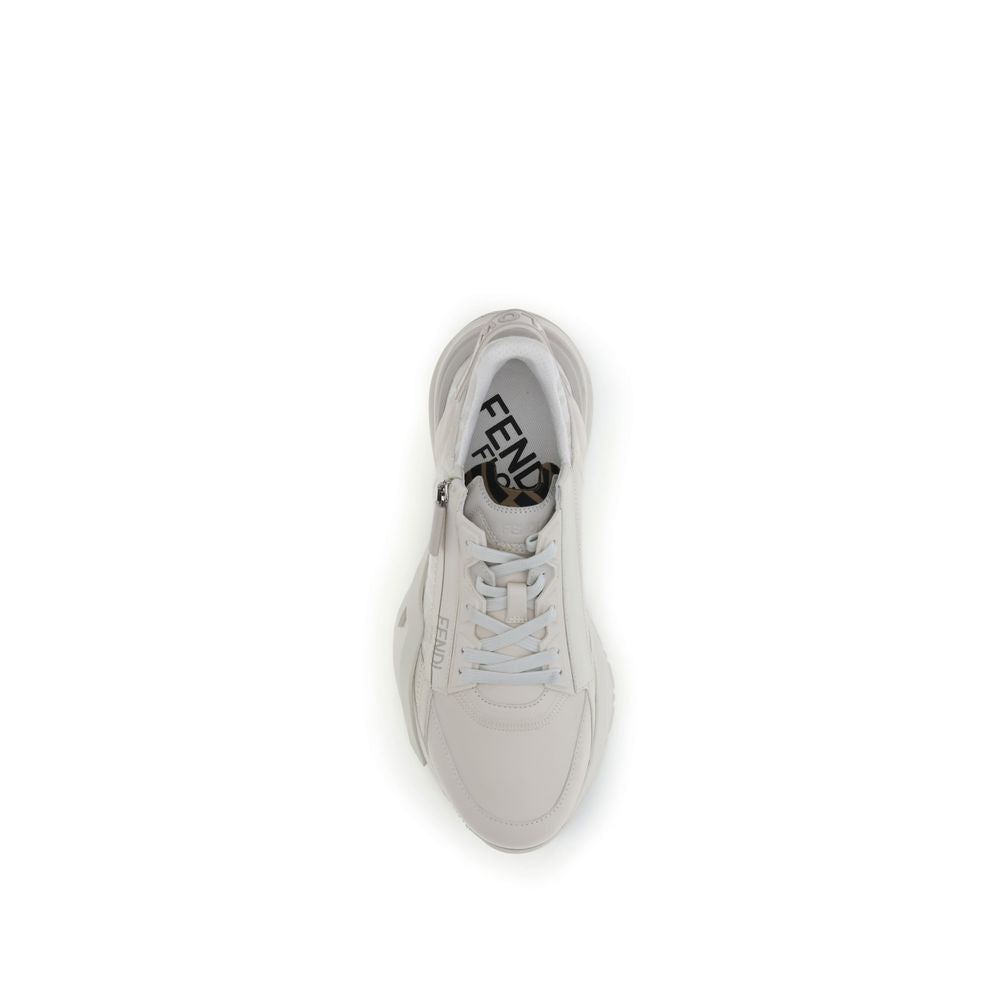 White Calf Leather Flow Running Sneakers