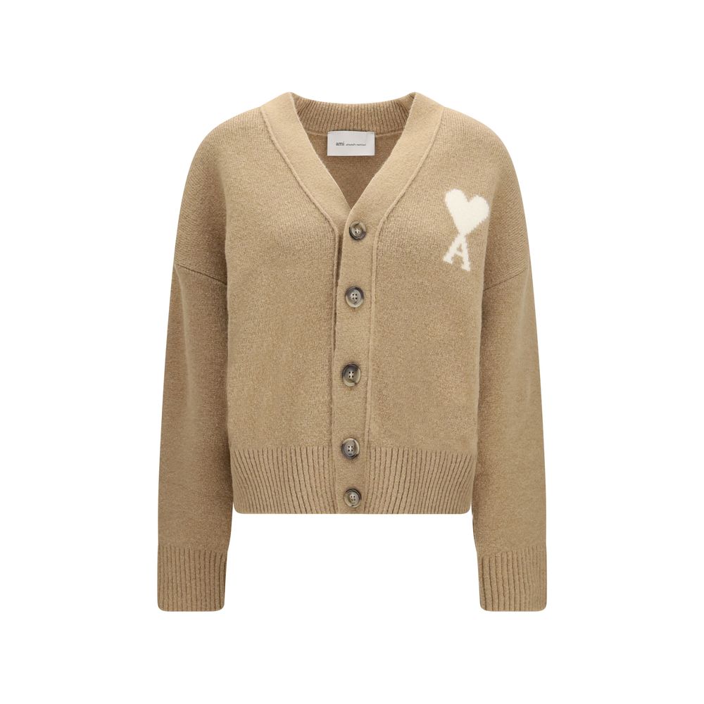 Oversized Alpaca Cardigan with Ami de Coeur Intarsia
