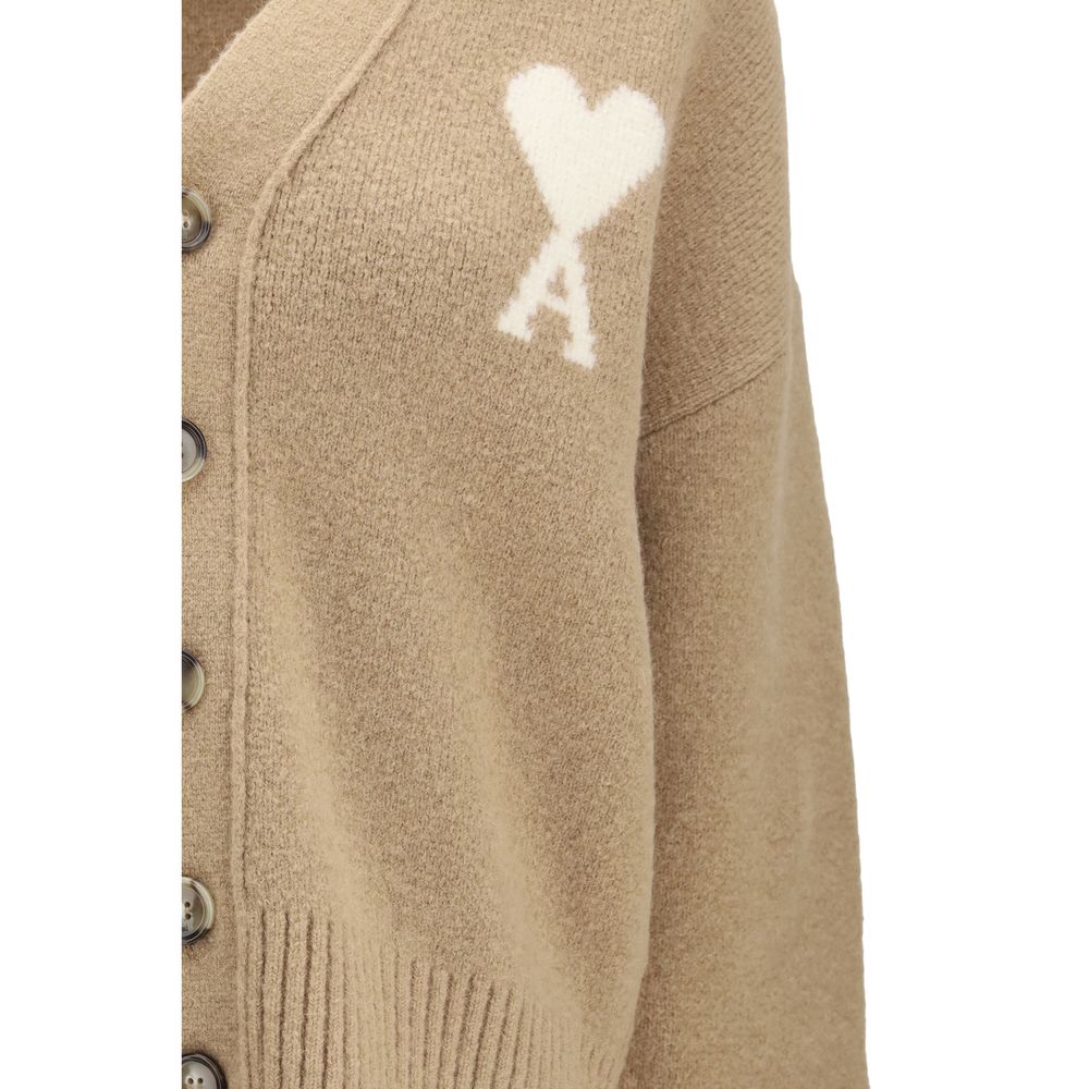 Oversized Alpaca Cardigan with Ami de Coeur Intarsia