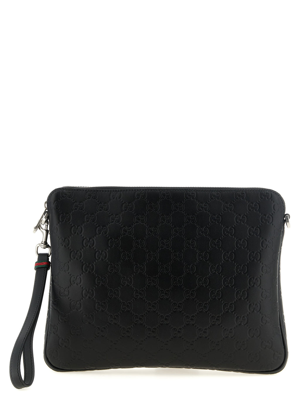 Black Calfskin GG Emblem Midi Shoulder Bag