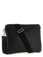 Black Calfskin GG Emblem Midi Shoulder Bag