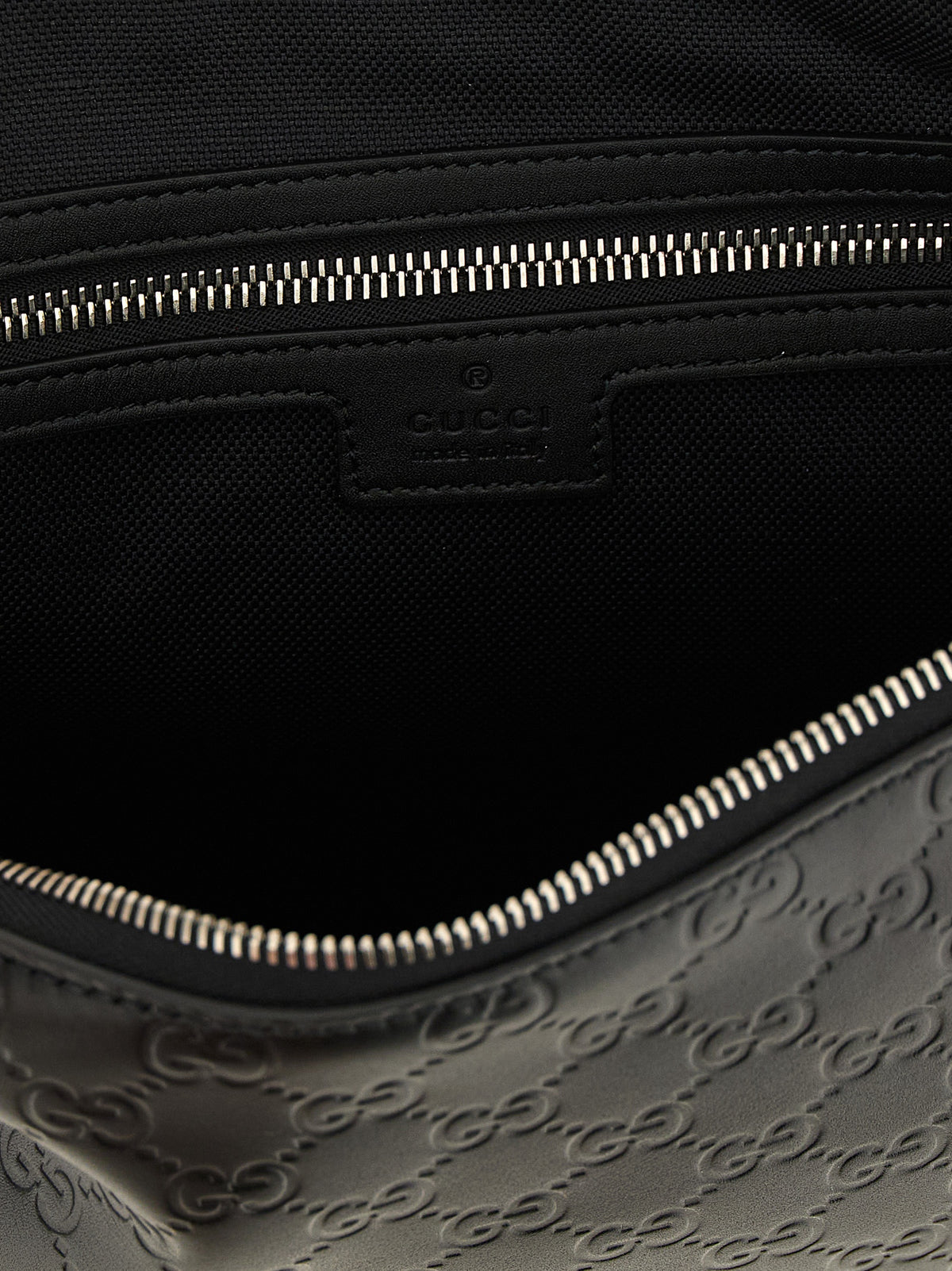 Black Calfskin GG Emblem Midi Shoulder Bag