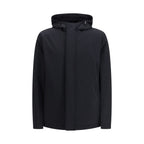 Black Water‑Repellent Nylon Hooded Padded Jacket