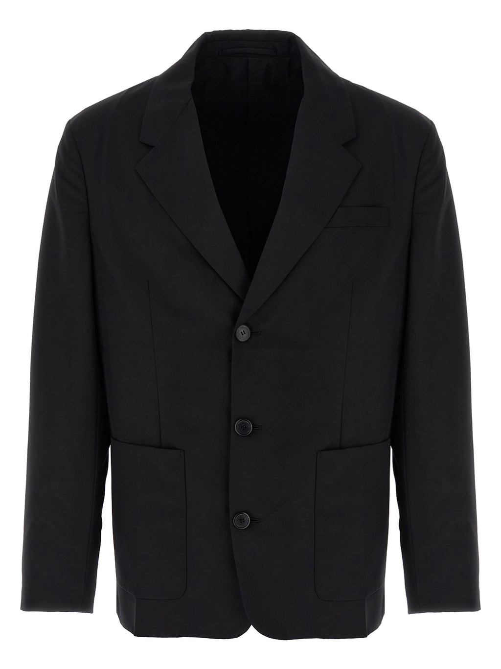 Black Virgin Wool Single‑Breasted Blazer