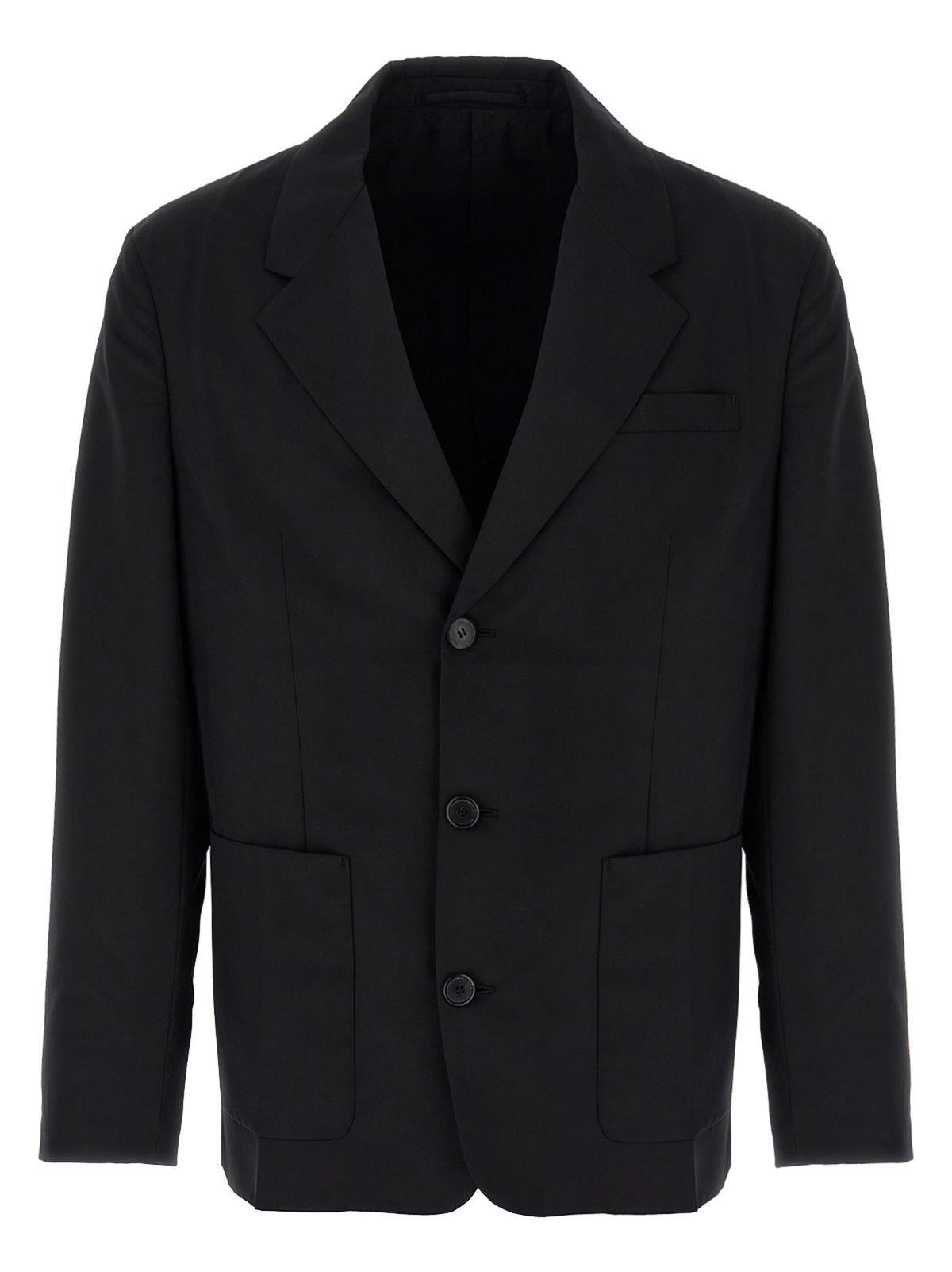 Black Virgin Wool Single‑Breasted Blazer