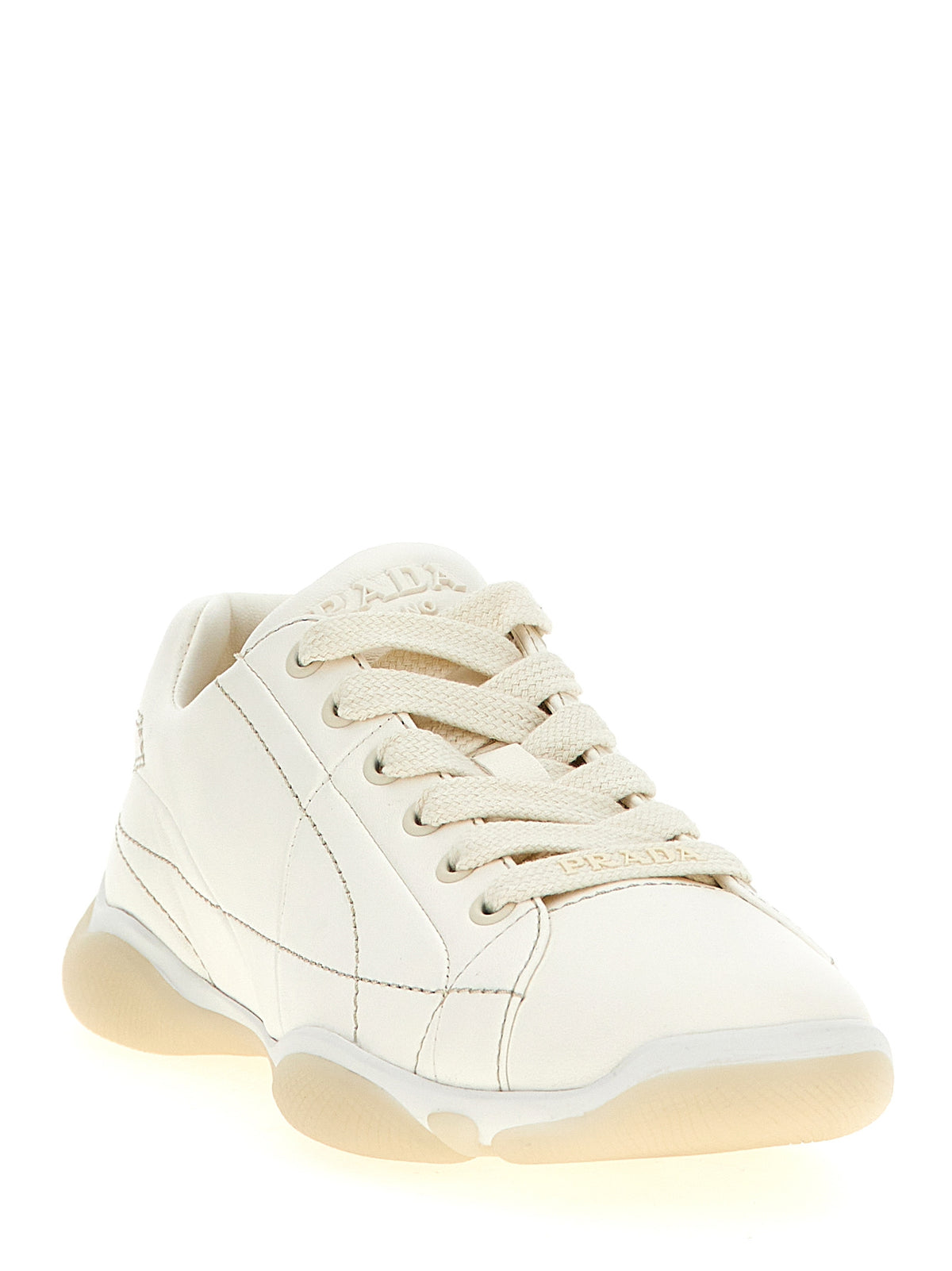 White Lamb Leather Low‑Top Sneakers