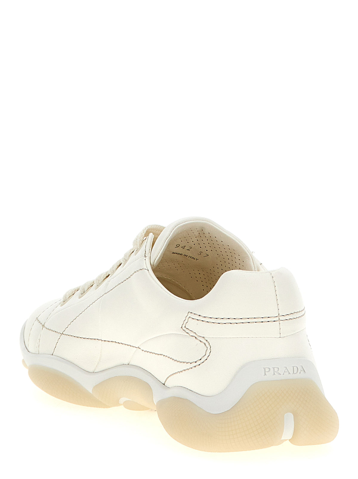 White Lamb Leather Low‑Top Sneakers