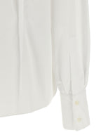 White Cotton Korean Collar Blouse with Bow and Ruffle
