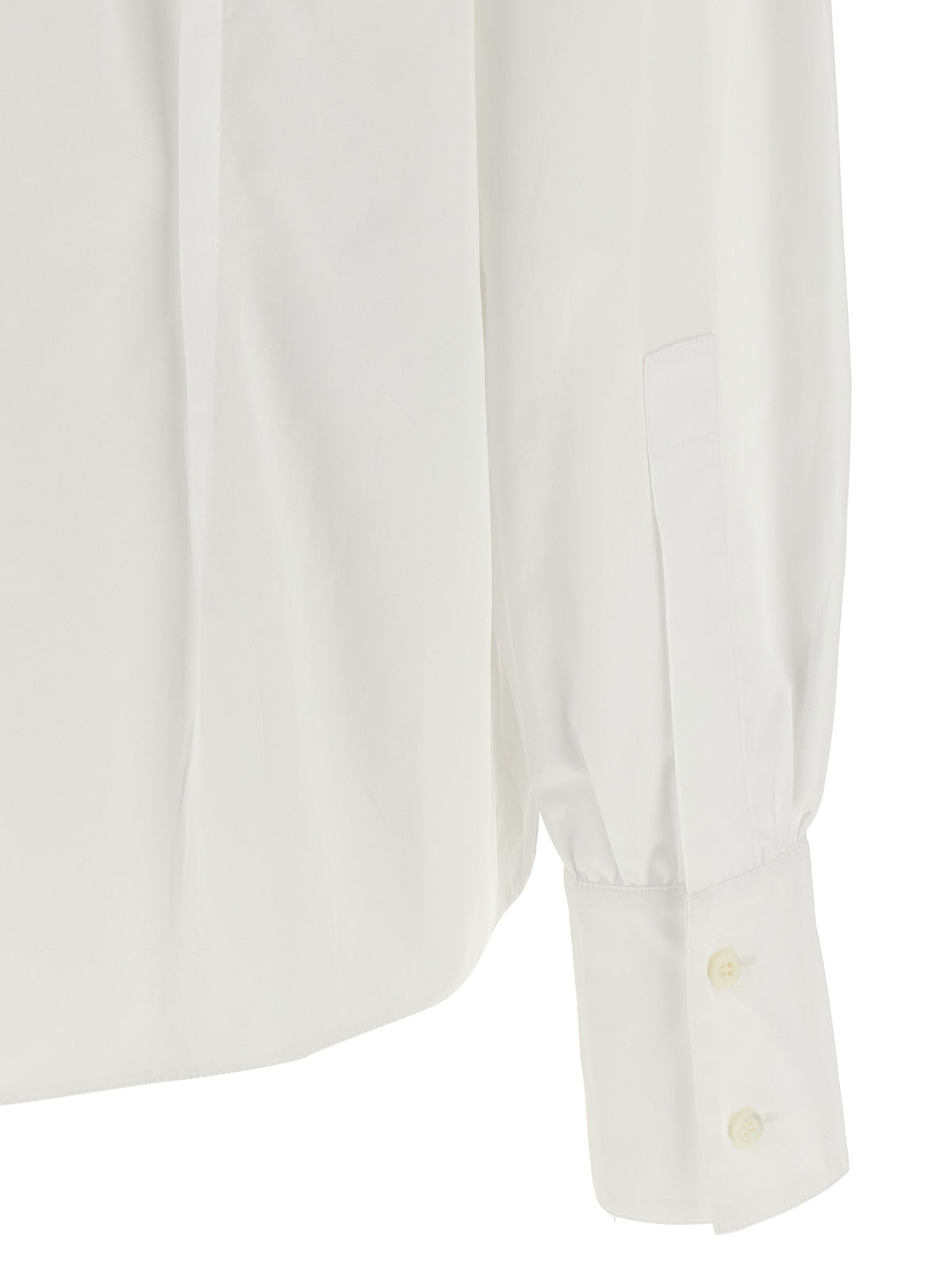 White Cotton Korean Collar Blouse with Bow and Ruffle