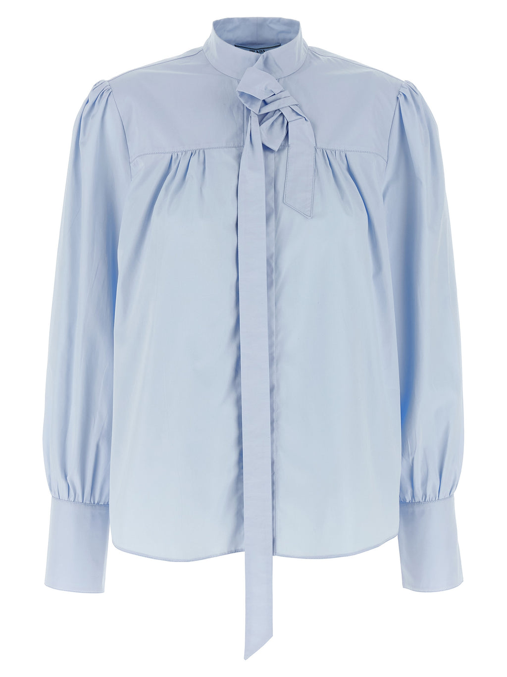 Light Blue Cotton Poplin Lavallière Blouse