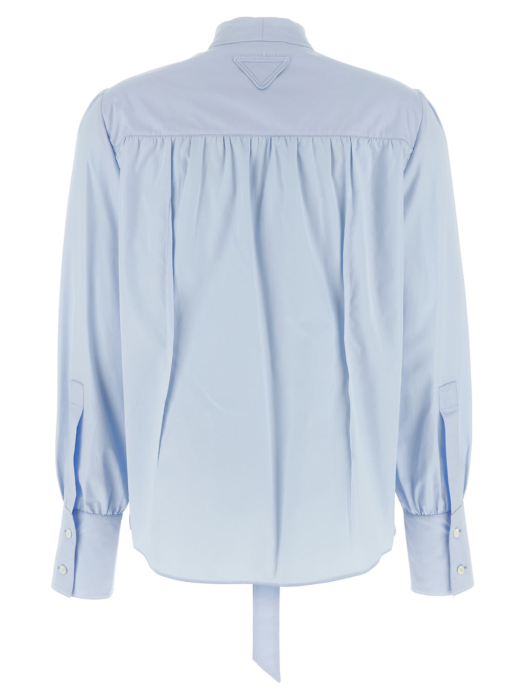 Light Blue Cotton Poplin Lavallière Blouse
