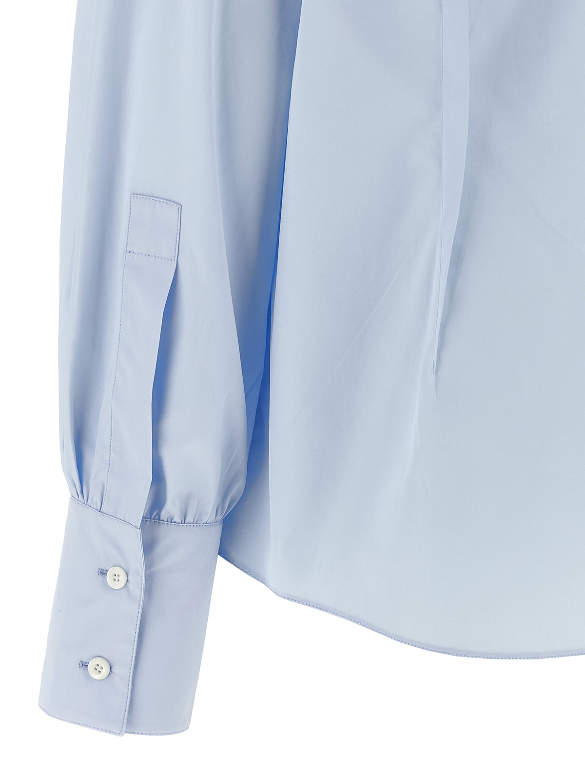 Light Blue Cotton Poplin Lavallière Blouse