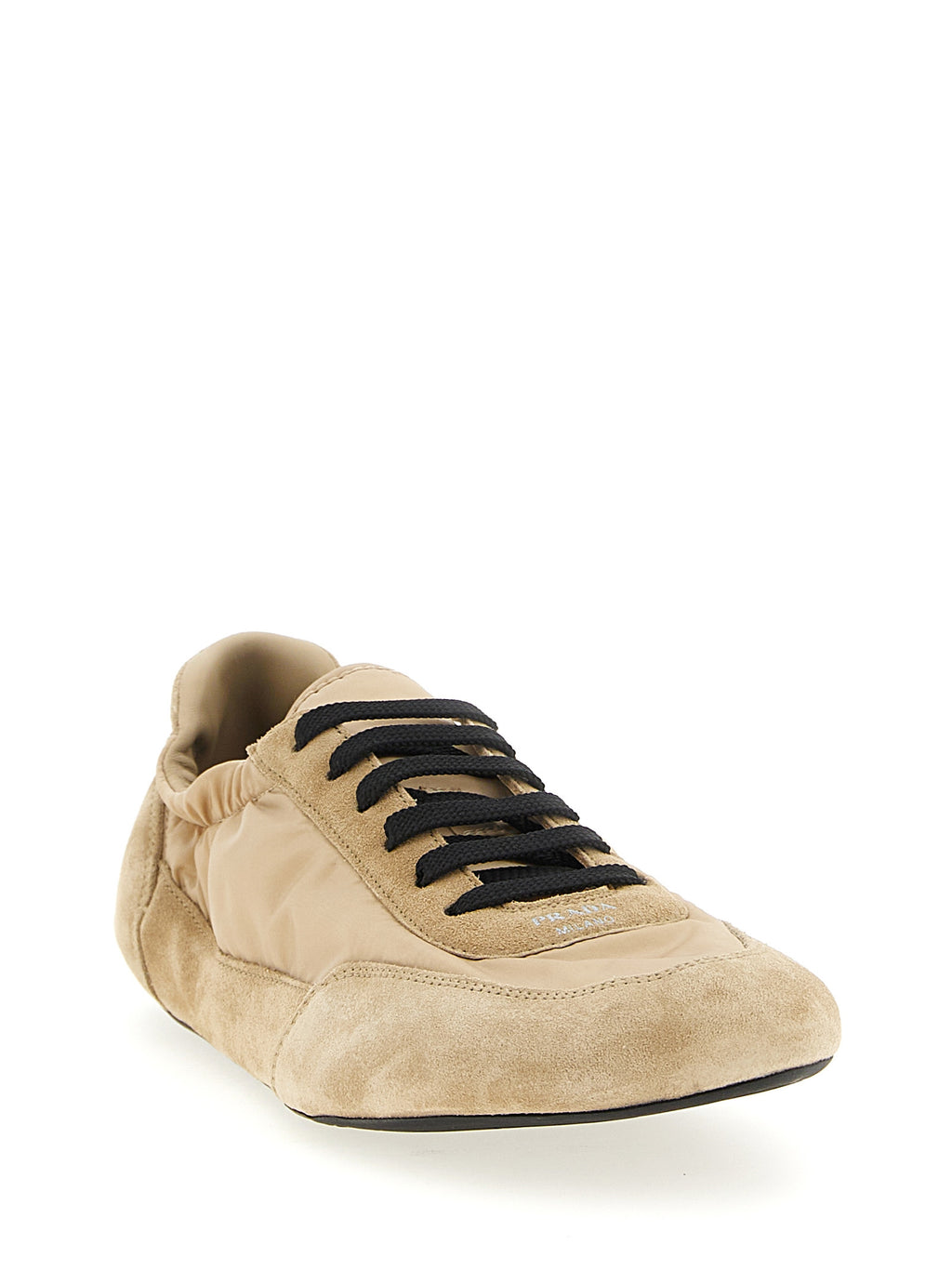 Beige Re‑Nylon Athletic Sneakers