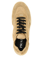 Beige Re‑Nylon Athletic Sneakers