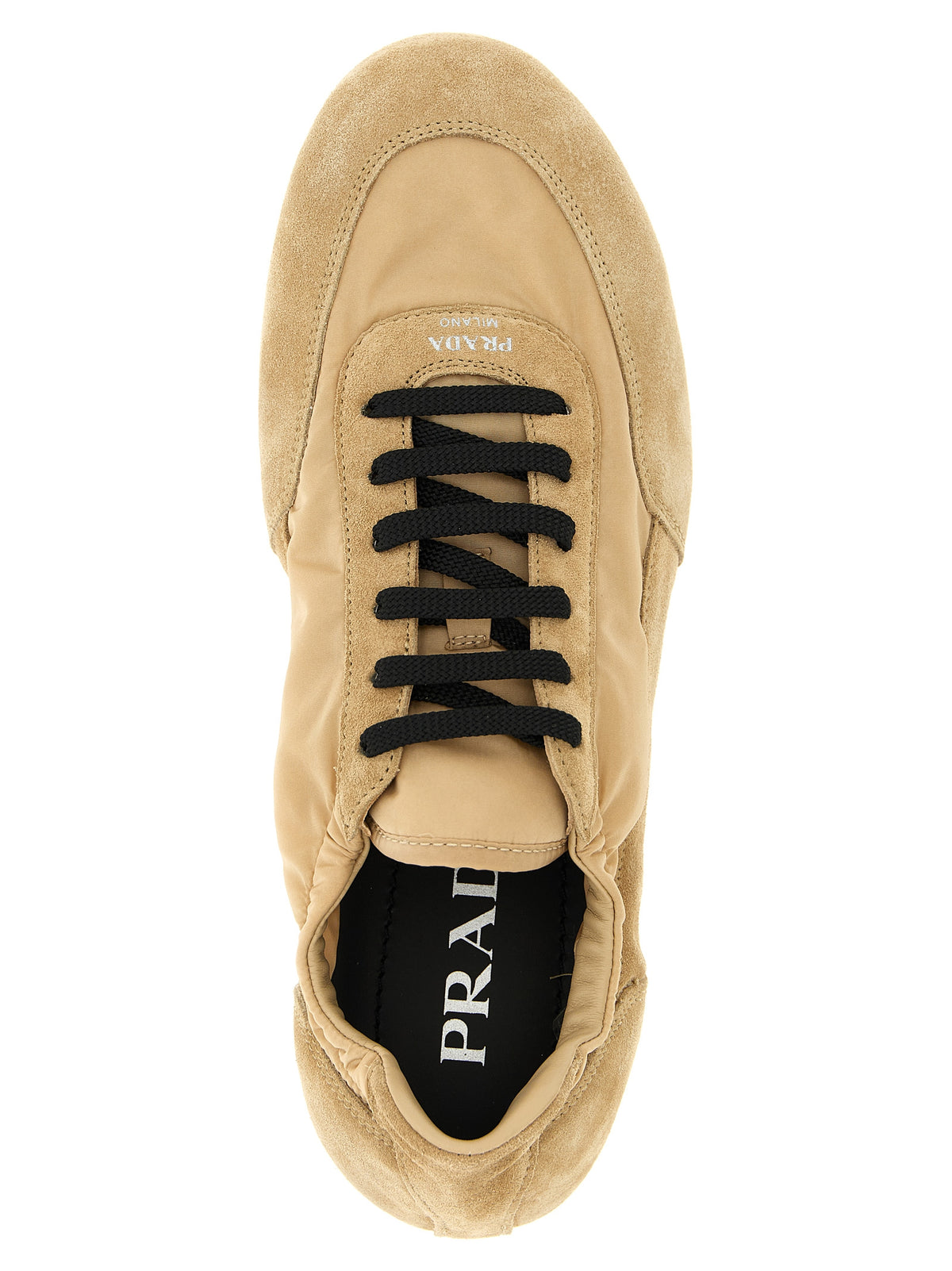 Beige Re‑Nylon Athletic Sneakers