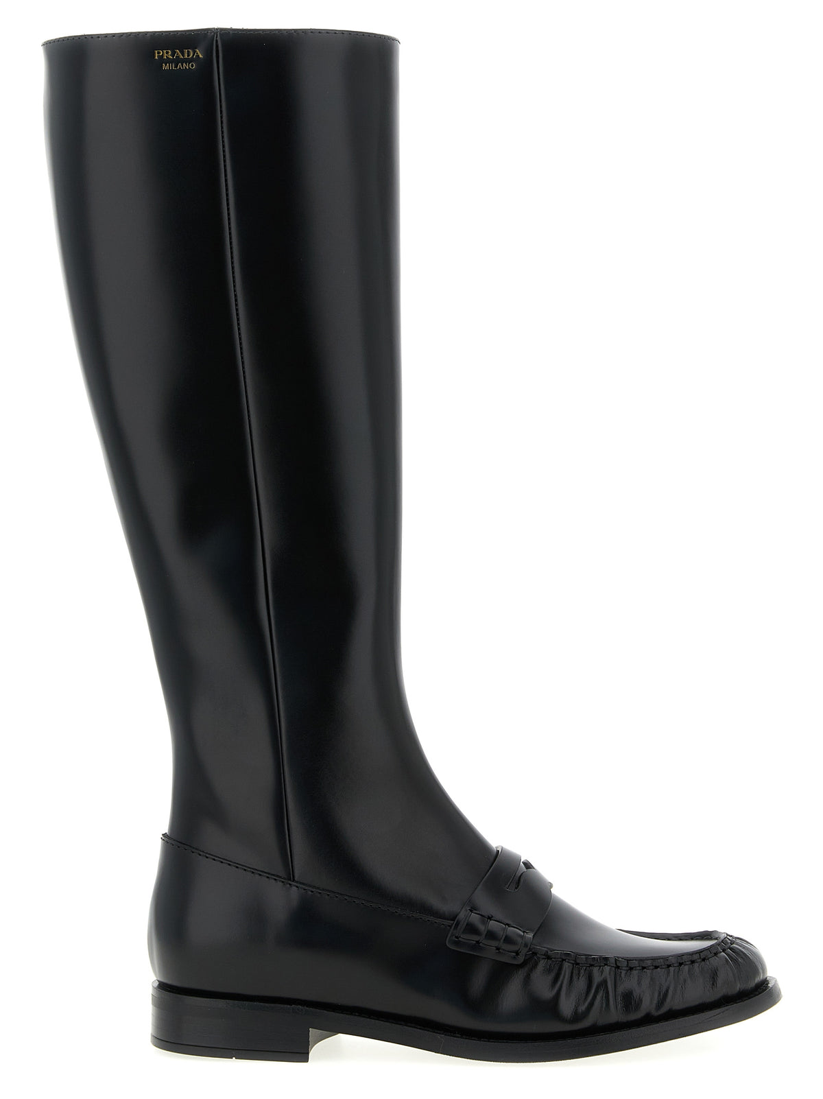 Black Calfskin Over‑the‑Knee Boots