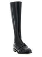 Black Calfskin Over‑the‑Knee Boots
