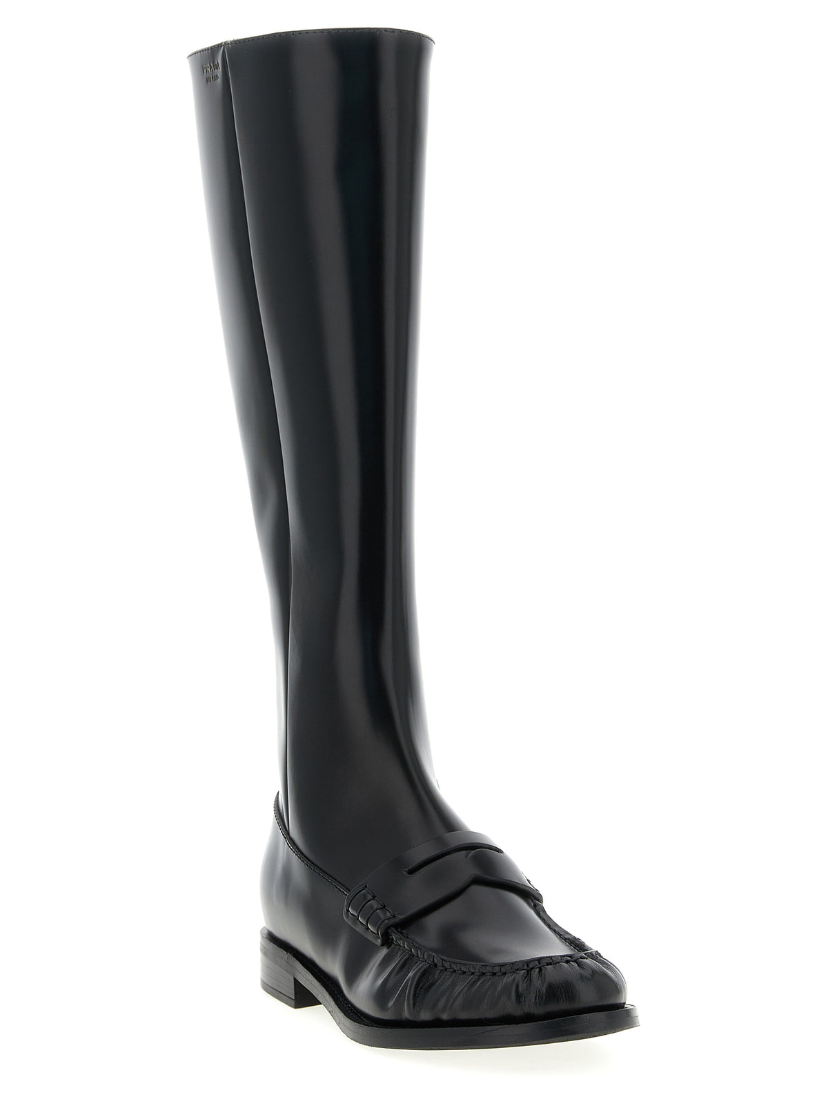 Black Calfskin Over‑the‑Knee Boots