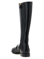 Black Calfskin Over‑the‑Knee Boots