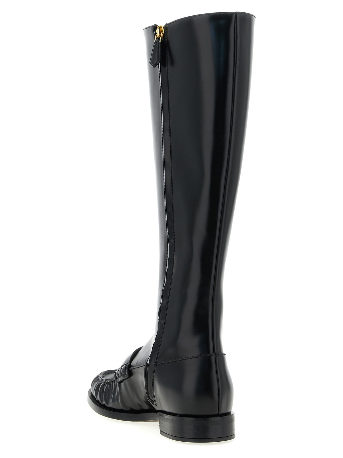 Black Calfskin Over‑the‑Knee Boots