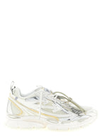 White Polyurethane Mesh “Be Right Back” Sneakers