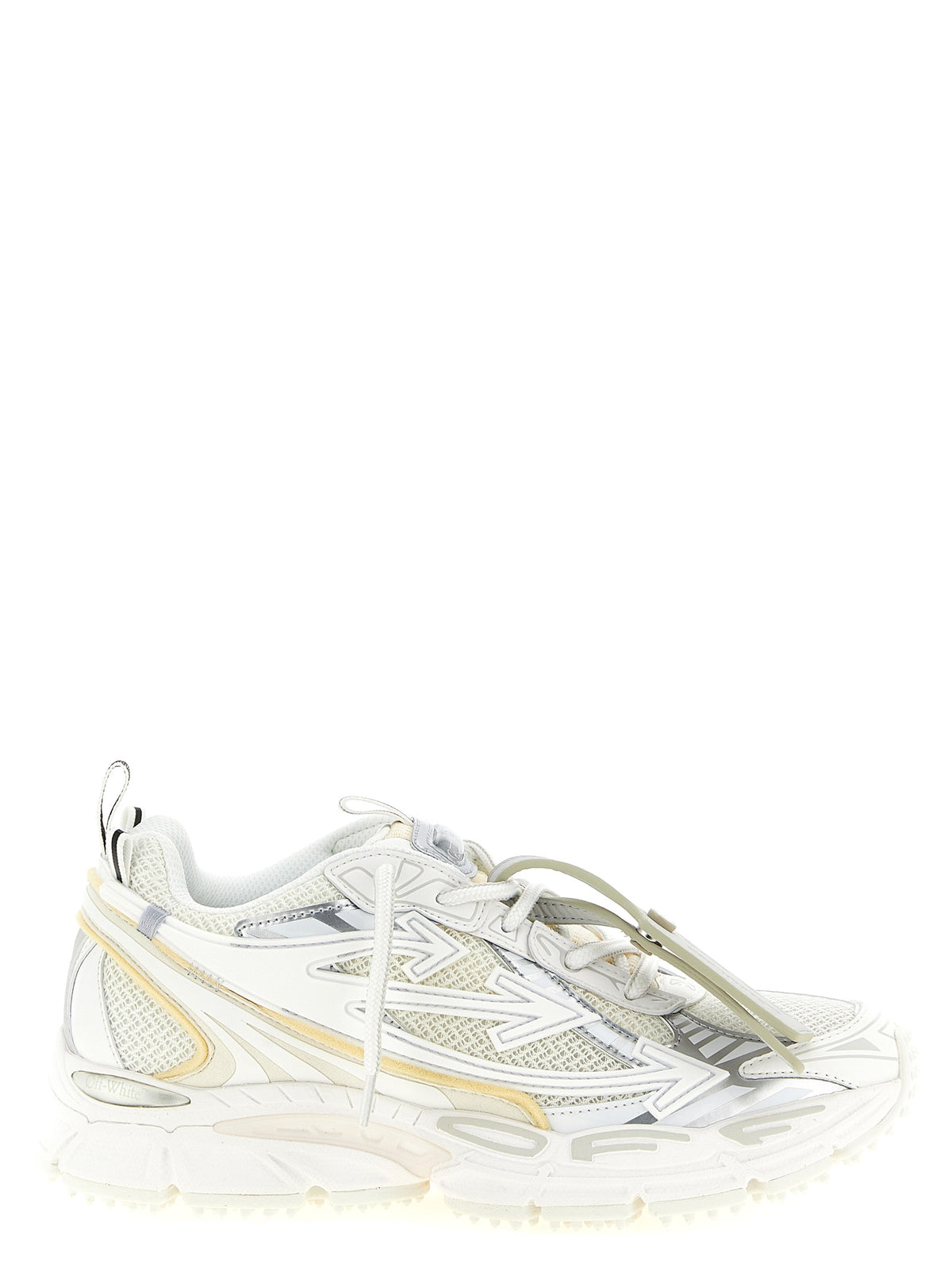 White Polyurethane Mesh “Be Right Back” Sneakers