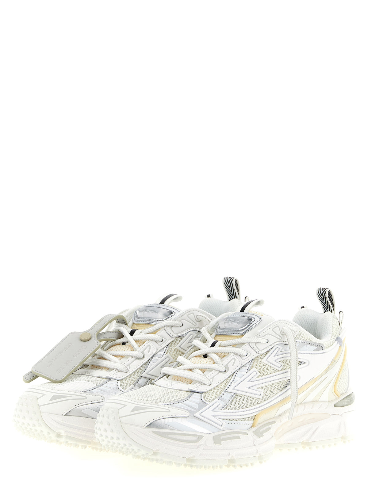 White Polyurethane Mesh “Be Right Back” Sneakers