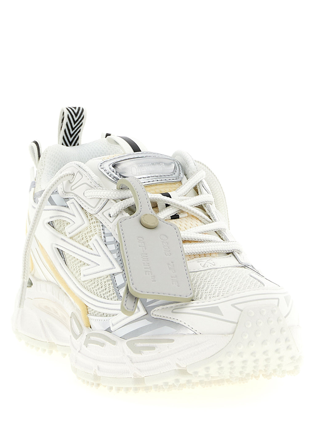 White Polyurethane Mesh “Be Right Back” Sneakers