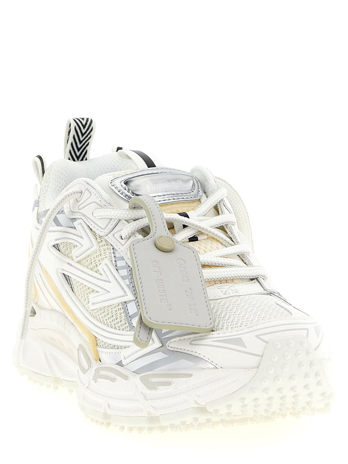 White Polyurethane Mesh “Be Right Back” Sneakers