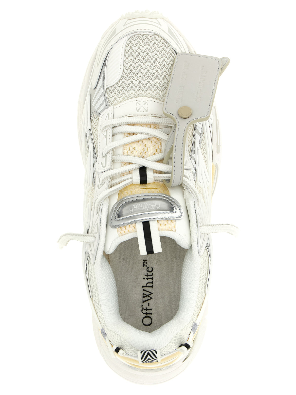 White Polyurethane Mesh “Be Right Back” Sneakers