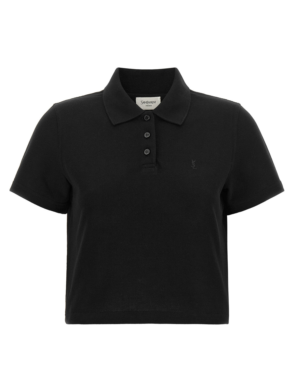 Black Cotton Piqué Cropped Polo