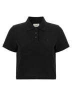 Black Cotton Piqué Cropped Polo
