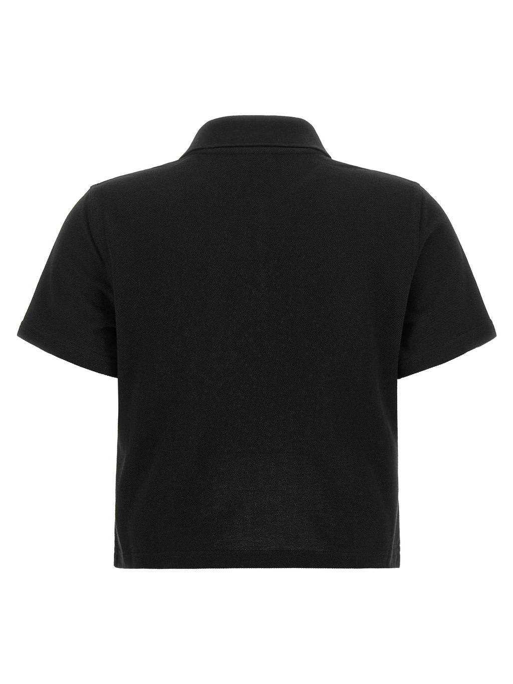 Black Cotton Piqué Cropped Polo