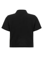 Black Cotton Piqué Cropped Polo