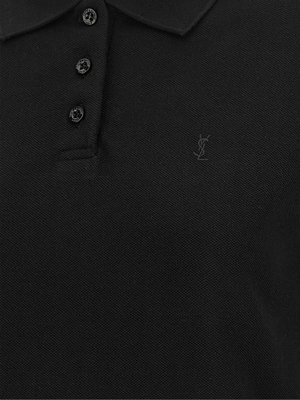 Black Cotton Piqué Cropped Polo
