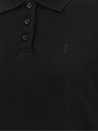 Black Cotton Piqué Cropped Polo