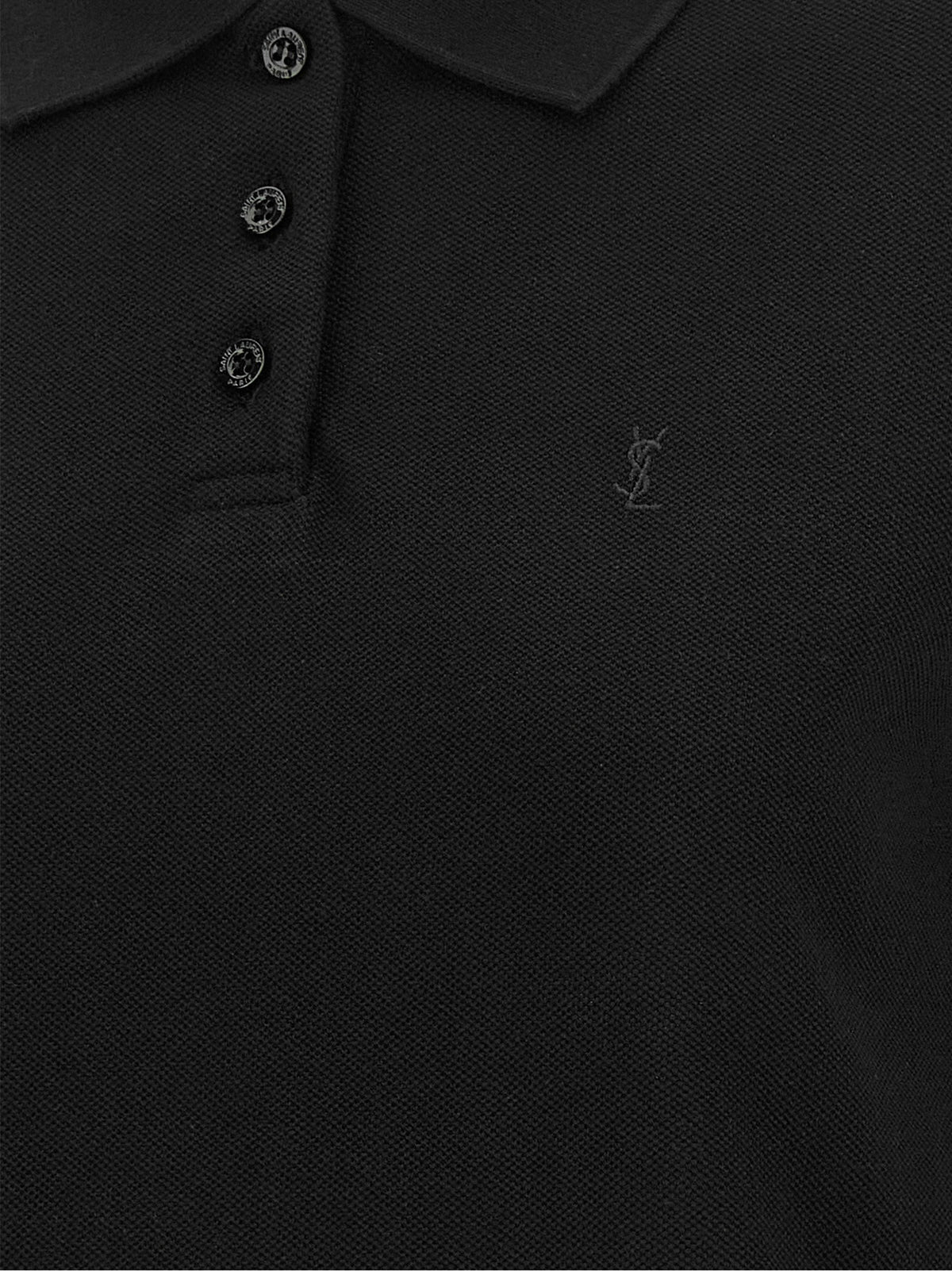 Black Cotton Piqué Cropped Polo