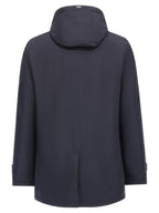 Blue Nylon Microfiber Long Parka