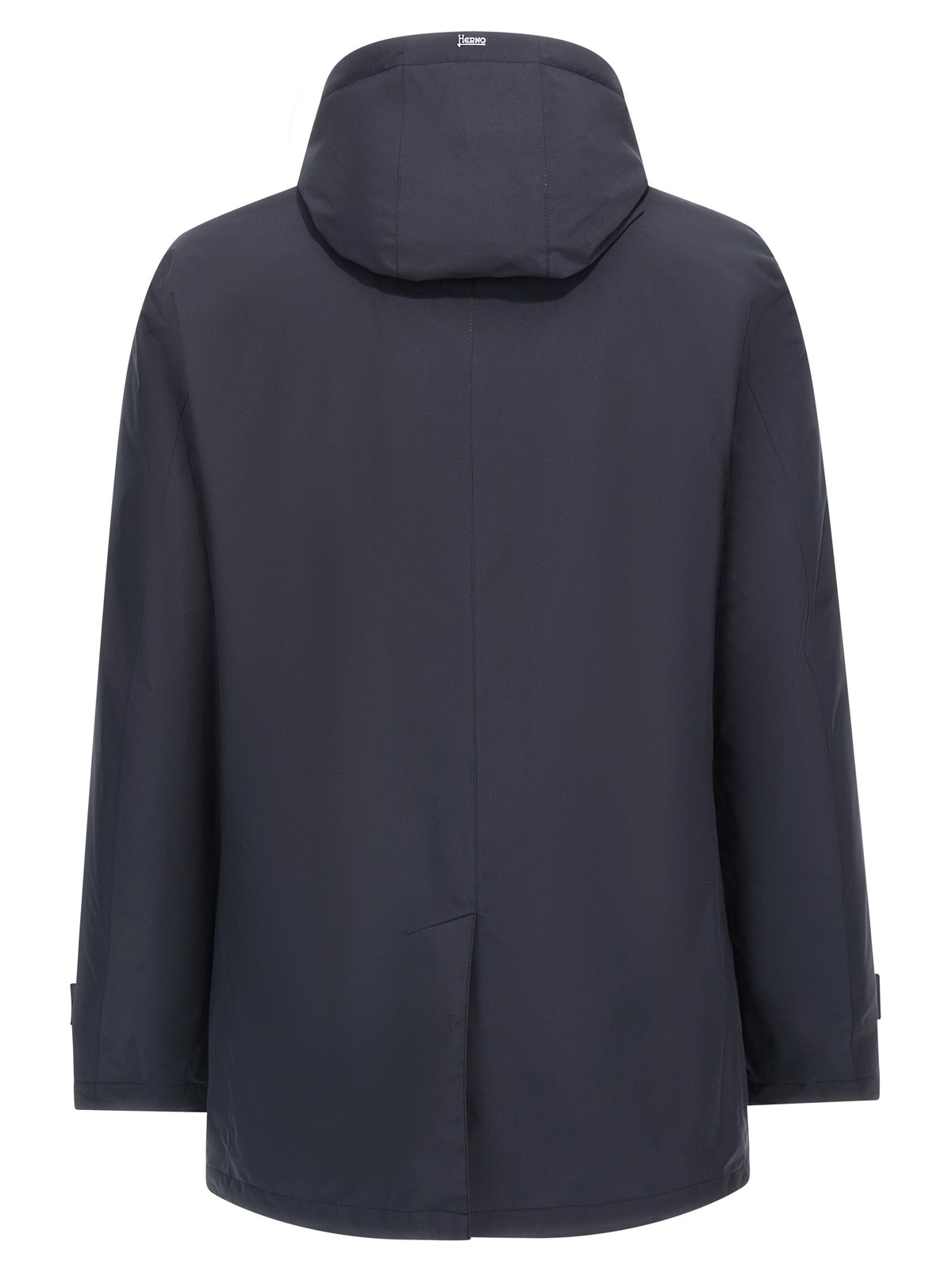 Blue Nylon Microfiber Long Parka