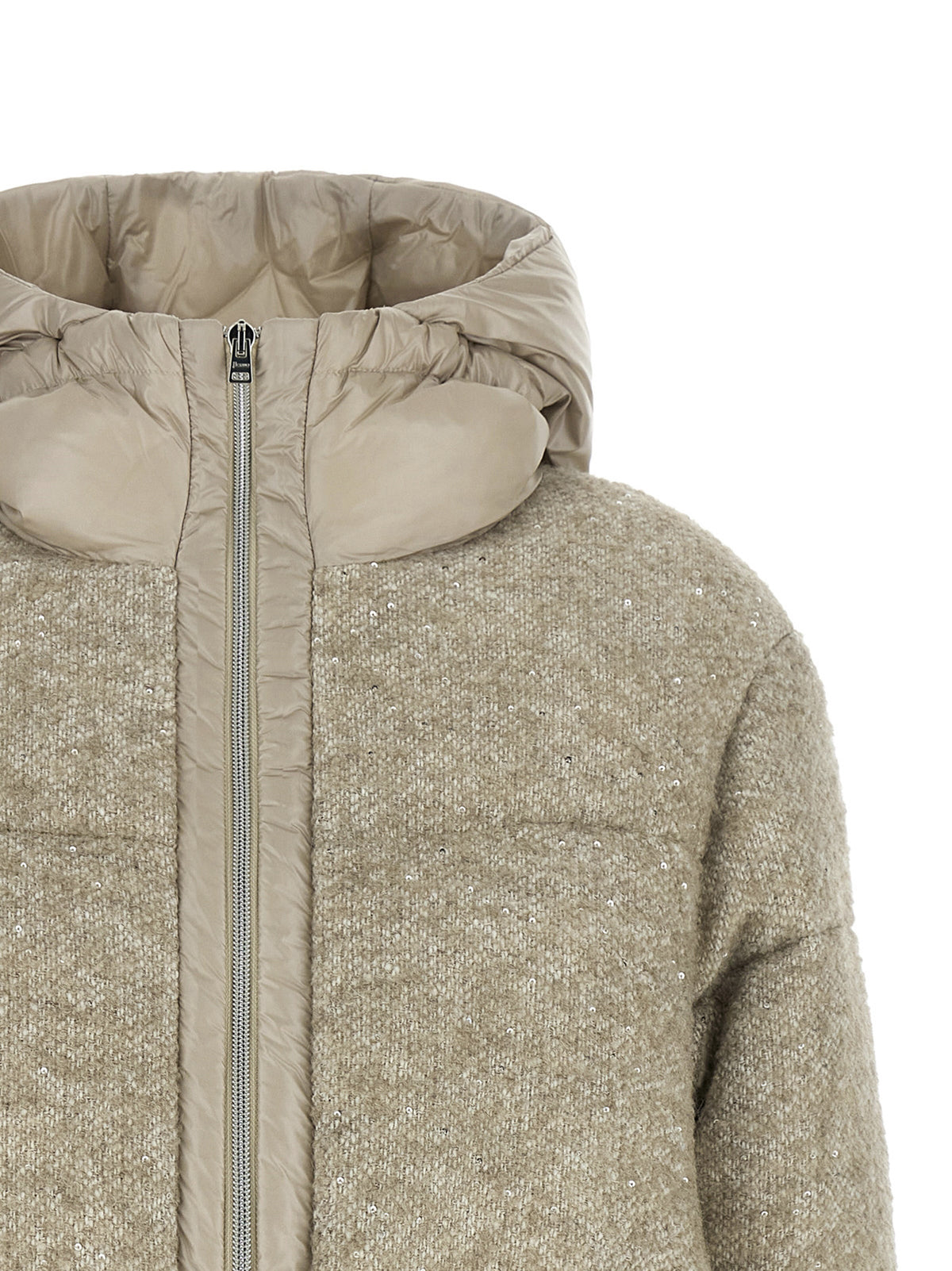 Feather‑Padded Alpaca Bouclé Jacket