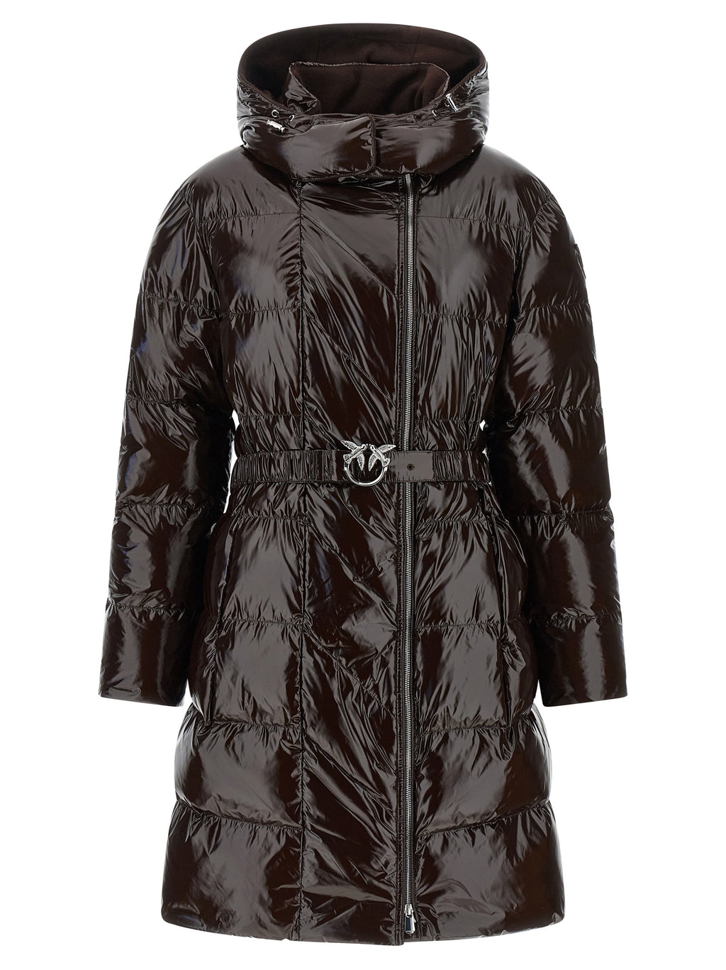 Dark Brown Full-Length Polyamide Down Jacket