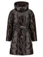 Dark Brown Full-Length Polyamide Down Jacket