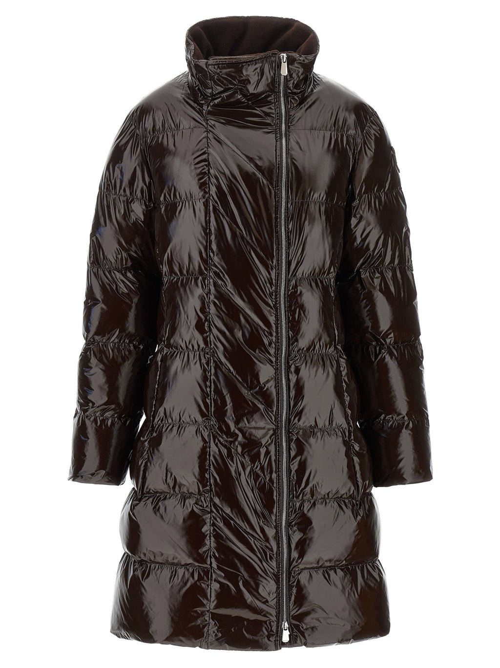 Dark Brown Full-Length Polyamide Down Jacket