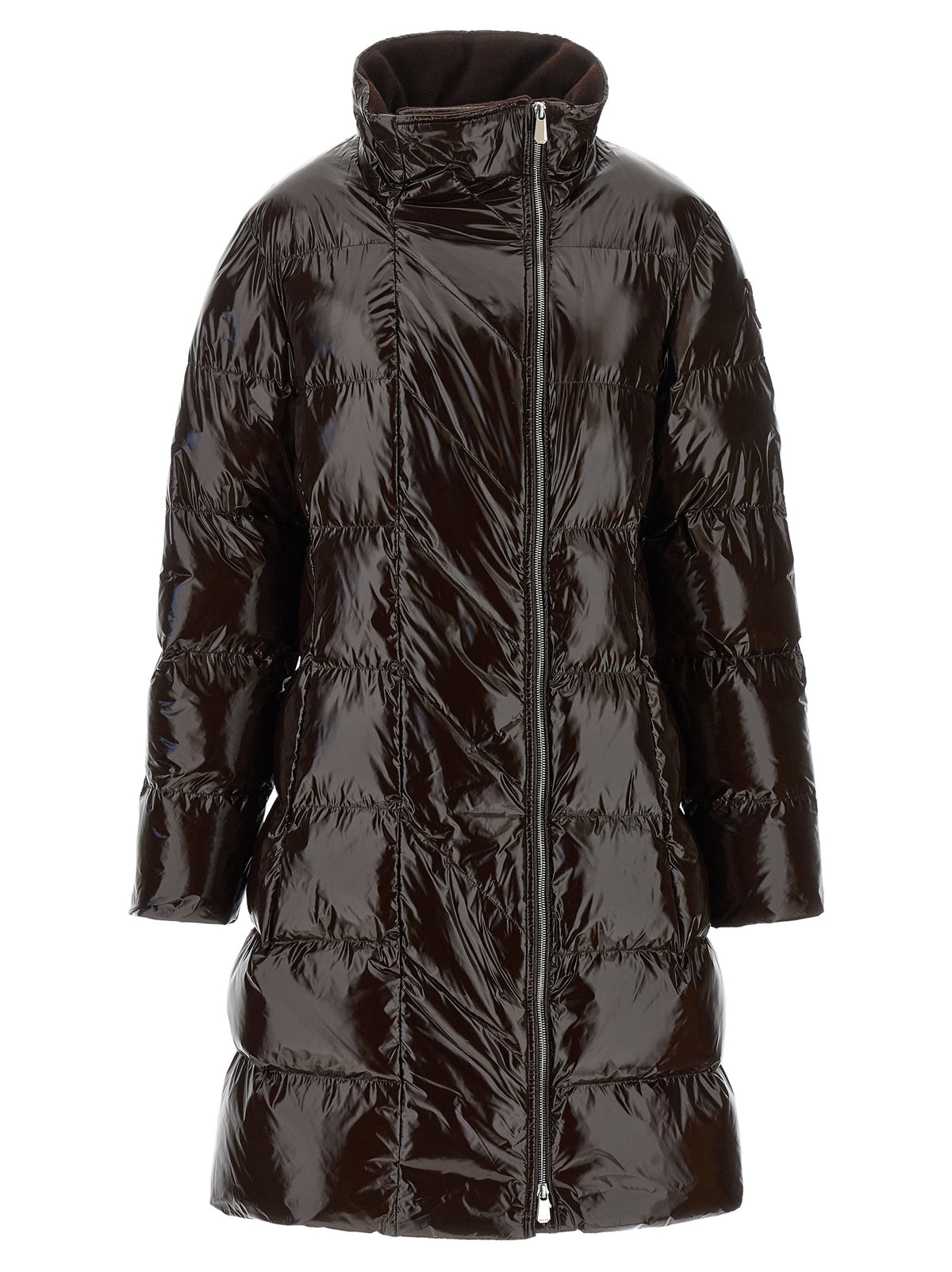 Dark Brown Full-Length Polyamide Down Jacket