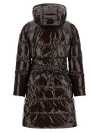 Dark Brown Full-Length Polyamide Down Jacket
