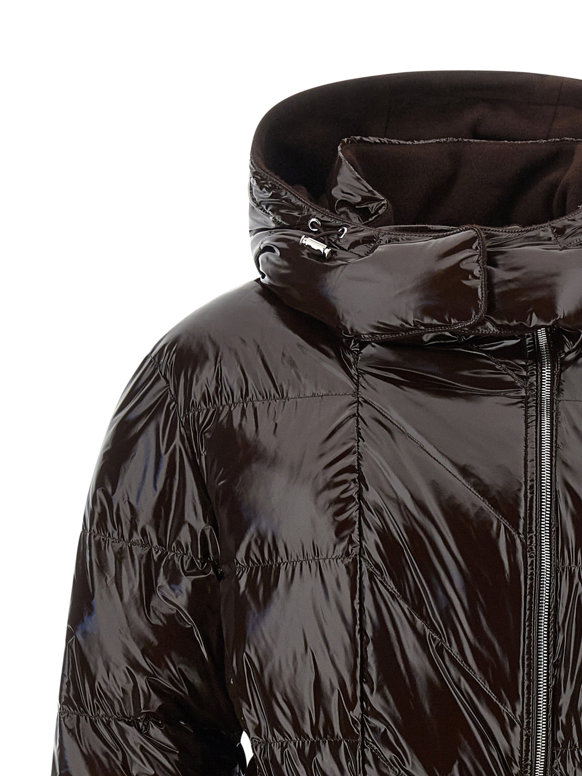 Dark Brown Full-Length Polyamide Down Jacket
