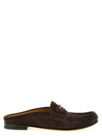 Brown Calfskin Scrunch Sabot Loafers