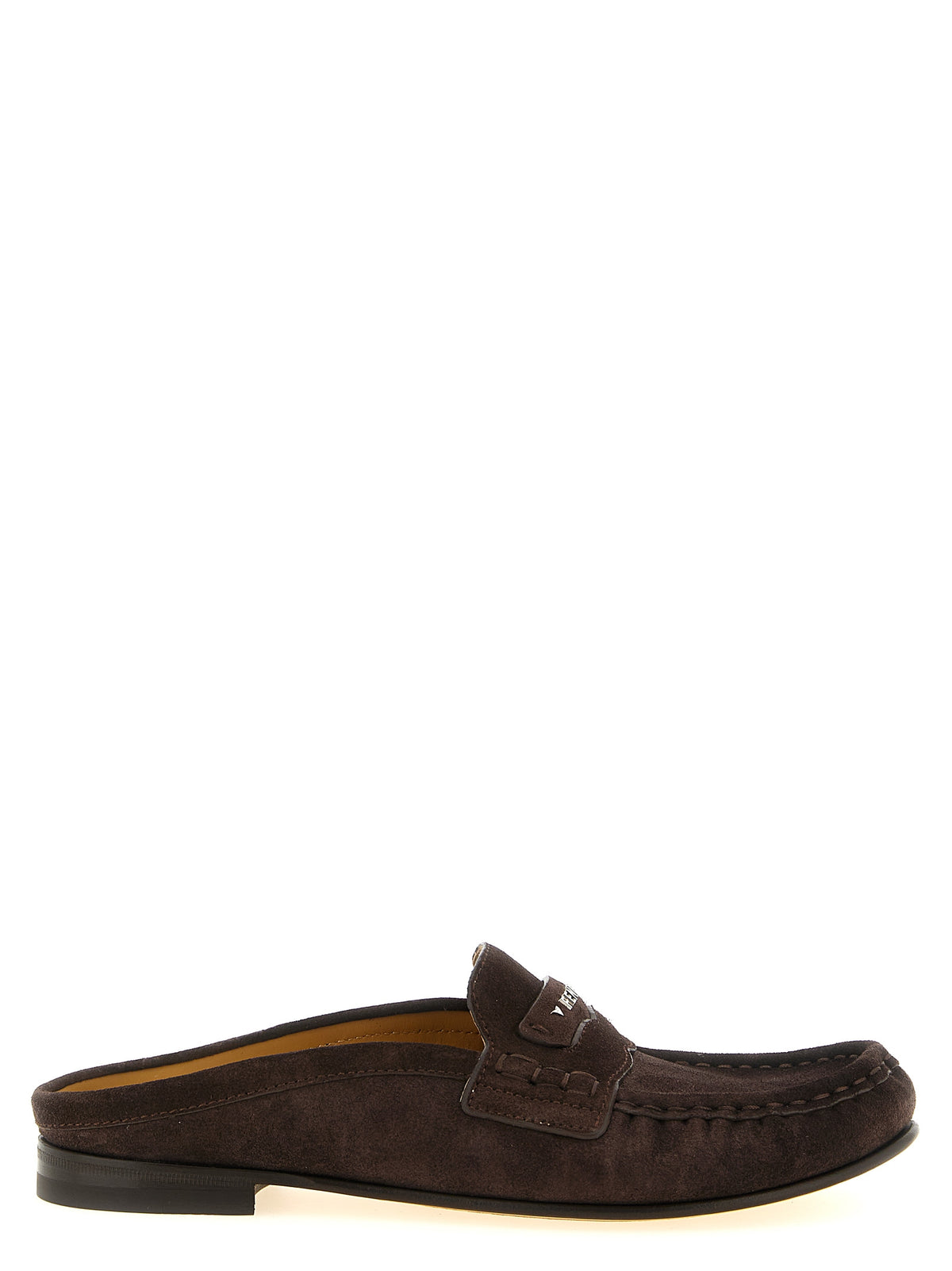 Brown Calfskin Scrunch Sabot Loafers