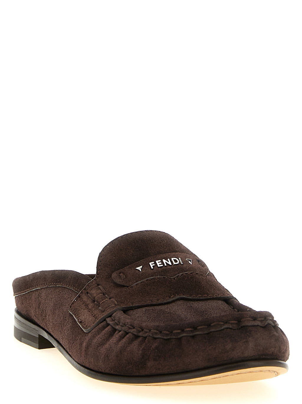 Brown Calfskin Scrunch Sabot Loafers